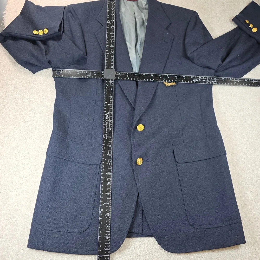 Hart Schaffner Marx Blazer Mens 40R Navy Blue Chicago Yacht Club Vintage Gold
